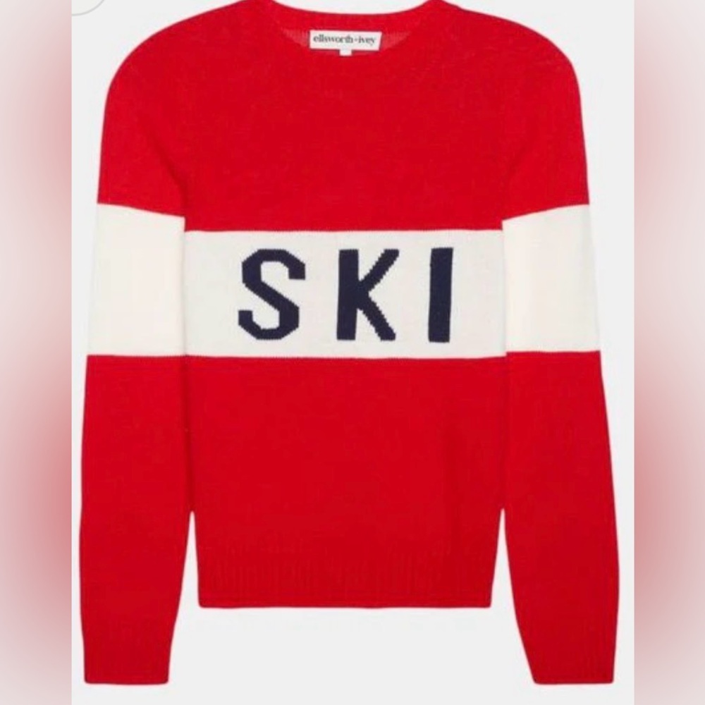 Ellsworth & Ivey Red SKI Knit Crewneck Sweater XS